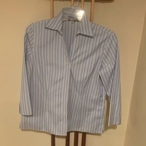 Blue and white striped button down